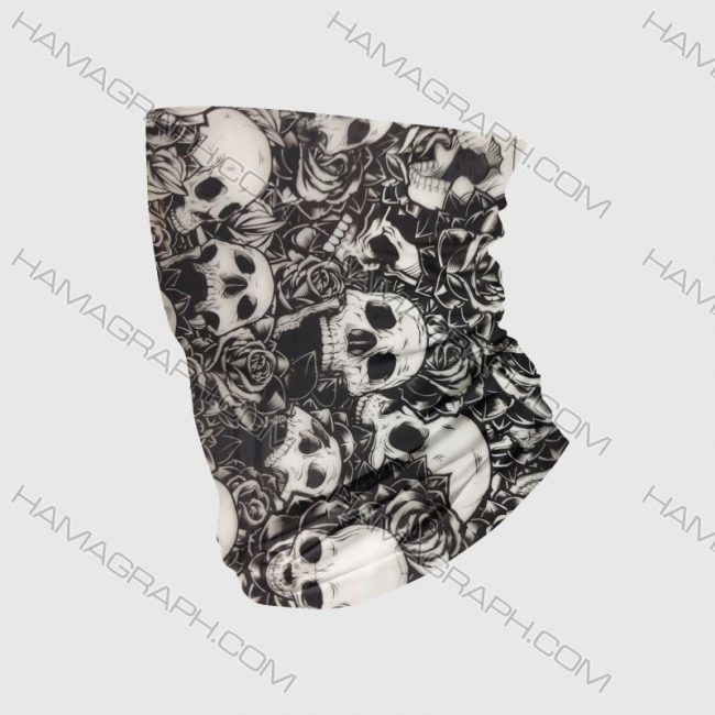 دستمال سر مدل skull black and white