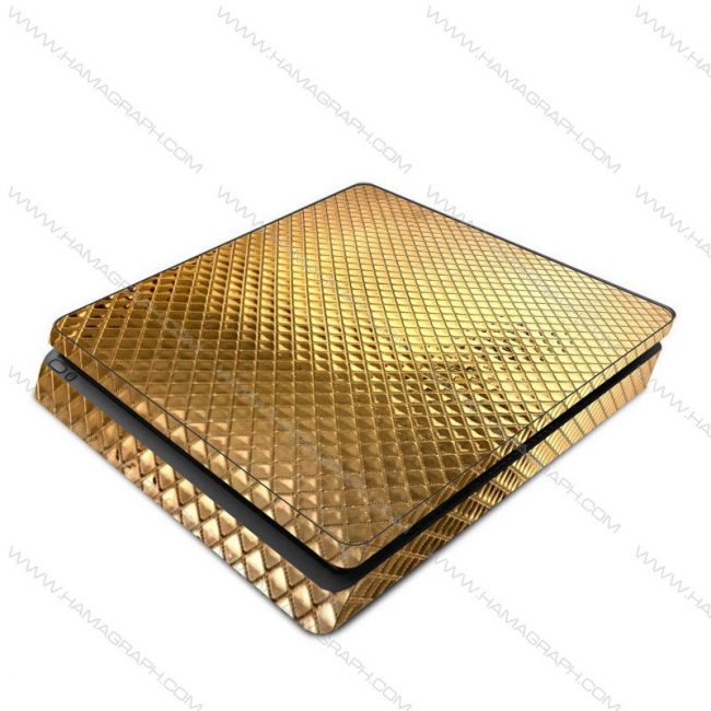 اسکین طلایی برجسته gold 2 | اسکین طلایی براق ps4 قابل سفارش برای مدلهای pro و fat و slim با بهترین کیفیت در هاماگراف. اسلیم. پرو. فت. معمولی اسکین ایکس باکس