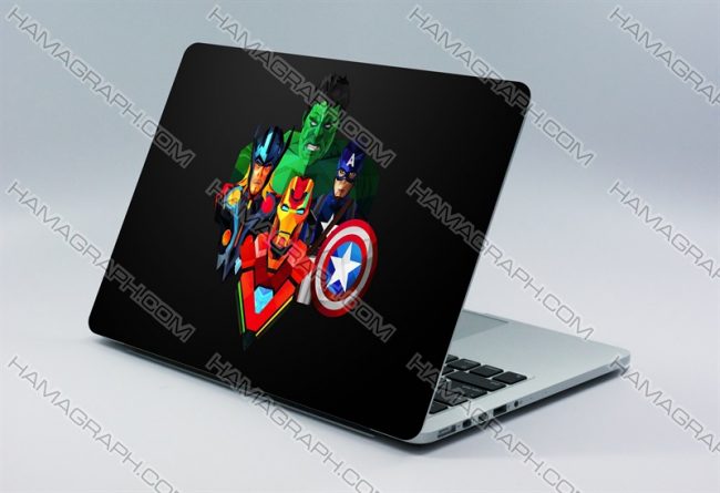 استیکر بدنه لپ تاپ avengers | با کیفیت ترین و بهترین جنس اسکین های لپ تاپ از جنس pvc دو لایه بدون کوچکترین آسیب به دستگاه شما.اسکین طرح اونجرز