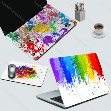اسکین کامل لپ تاپ crazy painter - اسکین طرح رنگی رنگی - اسکین