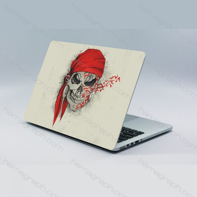 اسکین پشت لپ تاپ carab skull - اسکین اسکلت دزد دریایی - اسکین