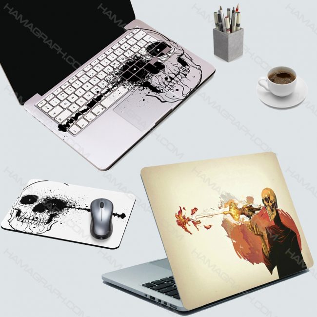 اسکین کامل لپ تاپ skull shooting - اسکین طرح اسکلتی - اسکین