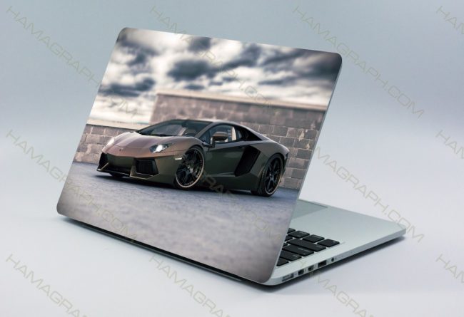 برچسب پشت لپ تاپ طرح lamborghini - برچسب طرح لامبورگینی - اسکین - استیکر