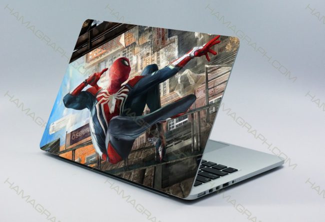 استیکر پشت لپ تاپ طرح spider man - استیکر طرح مرد عنکبوتی - برچسب - اسکین