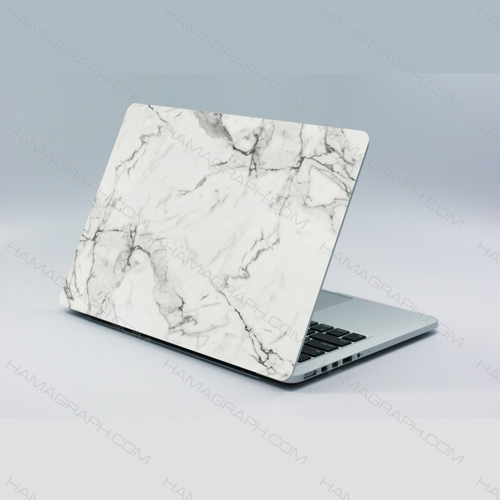 برچسب پشت لپ تاپ طرح white marble 2 - برچسب مرمر - استیکر لپ تاپ - اسکین