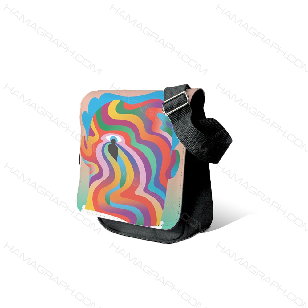 کیف مردانه با طرح color man - طرح رنگارنگ - کیف مردانه - کیف برزنتی طرح دار