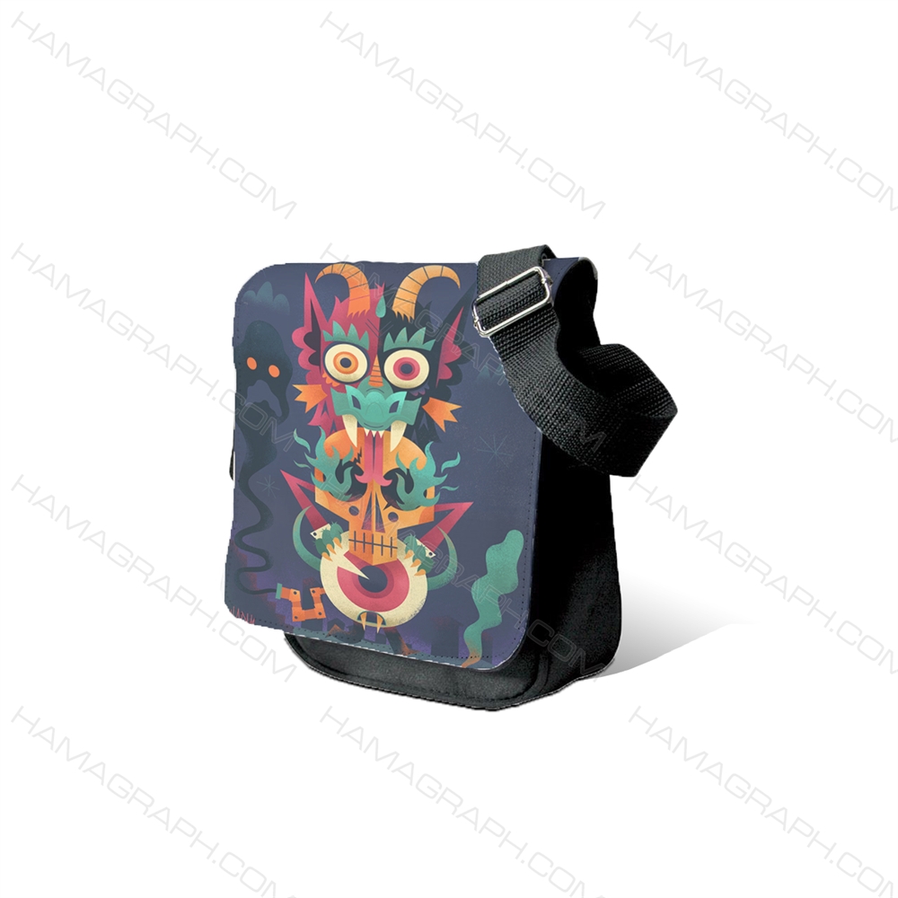 کیف دوشی طرح dragon on skull - طرح اژدها - کیف مردانه دوشی - کیف طرح دار