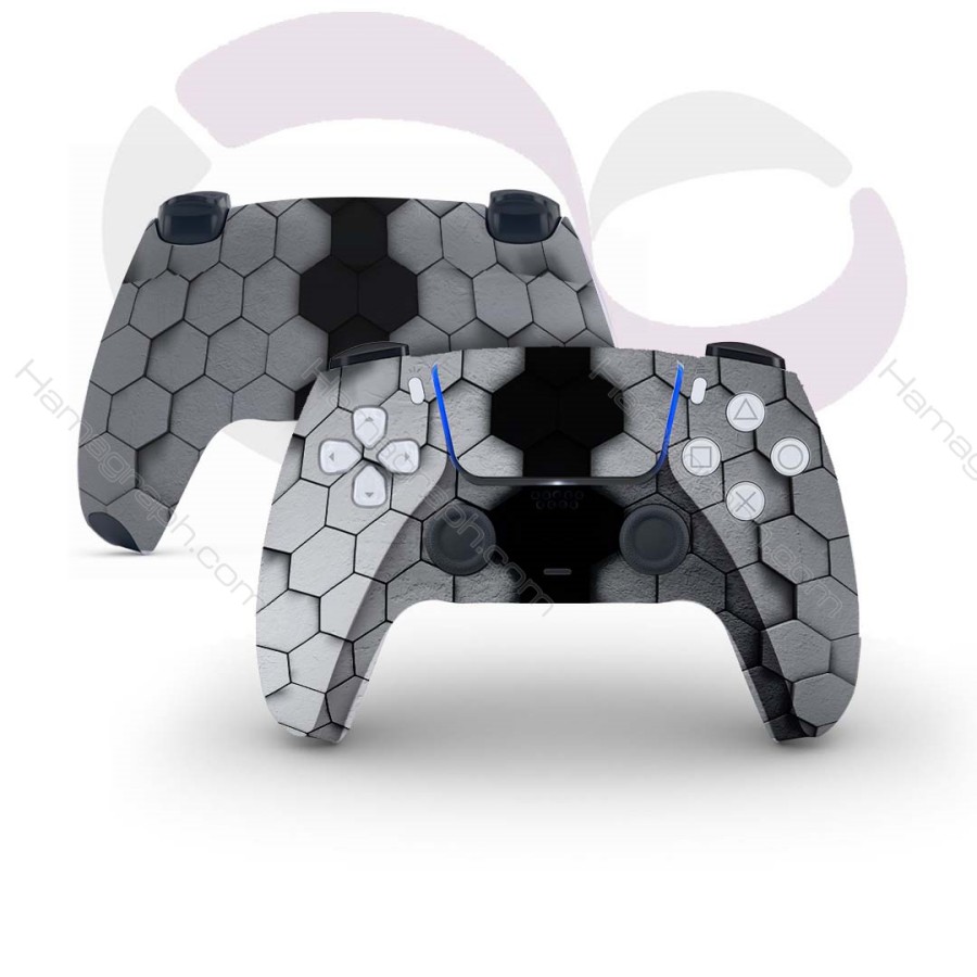 برچسب کامل دسته ps5 مدل شش ضلعی - طرح black hexagonals - پوسته دسته کنسول - استیکر طرح دار پلی استیشن
